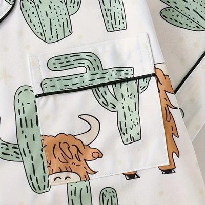 The Maple Boutique | Highland Cow Cactus Women's Pajama Set