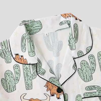 The Maple Boutique | Highland Cow Cactus Women's Pajama Set