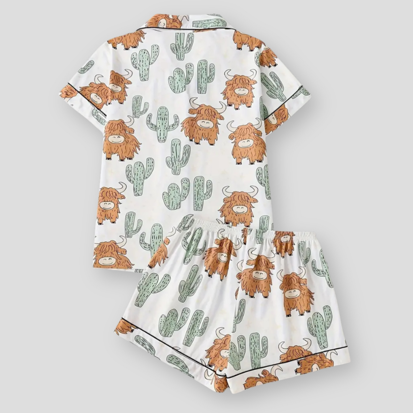 The Maple Boutique | Highland Cow Cactus Women's Pajama Set