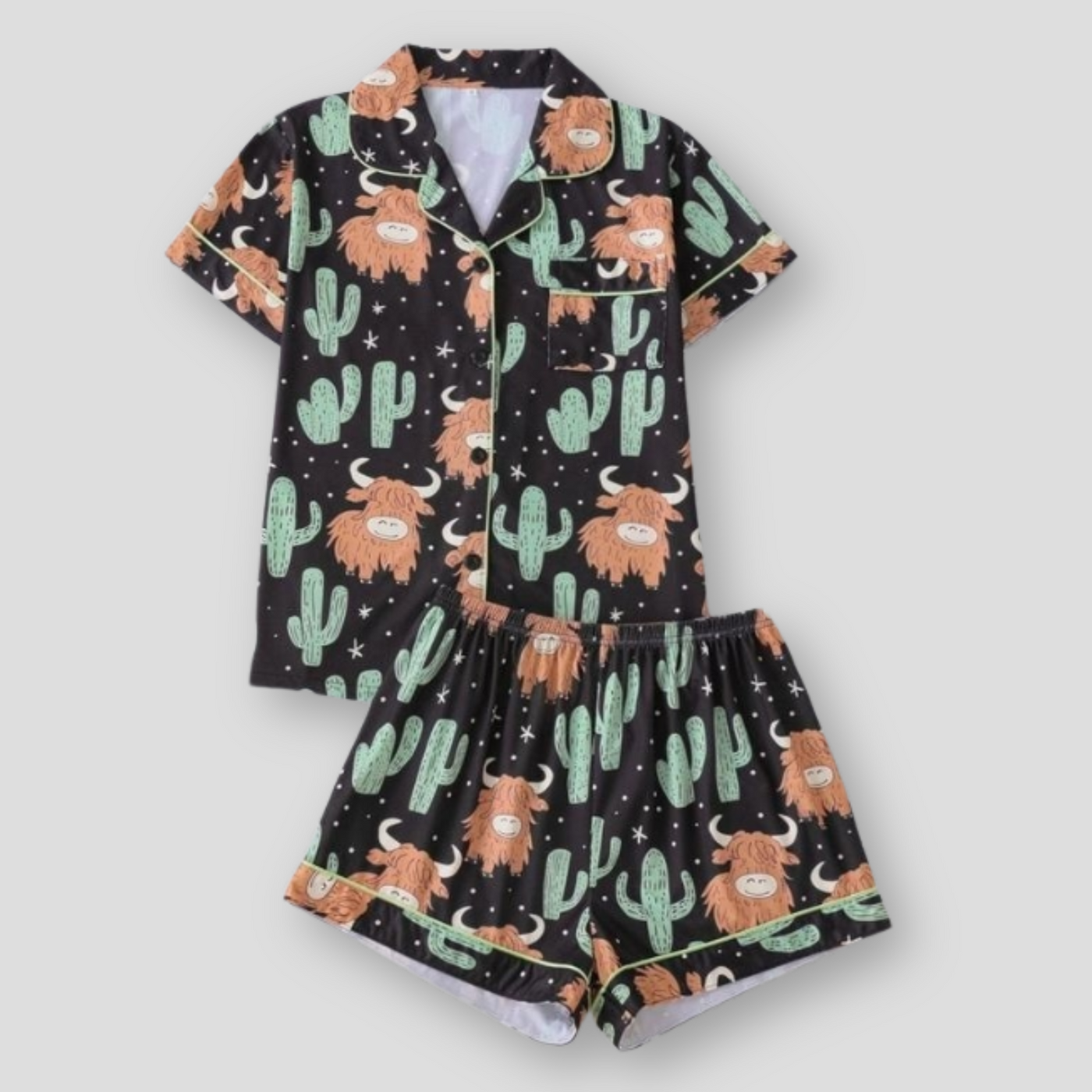 The Maple Boutique | Highland Cow Cactus Women's Pajama Set