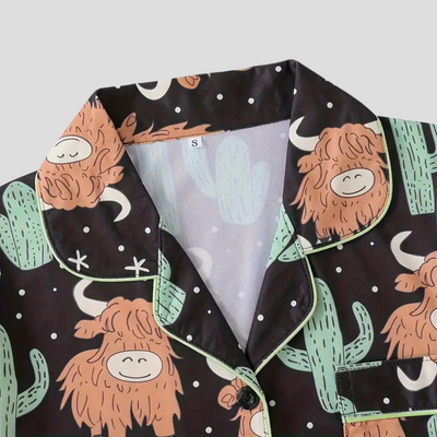 The Maple Boutique | Highland Cow Cactus Women's Pajama Set